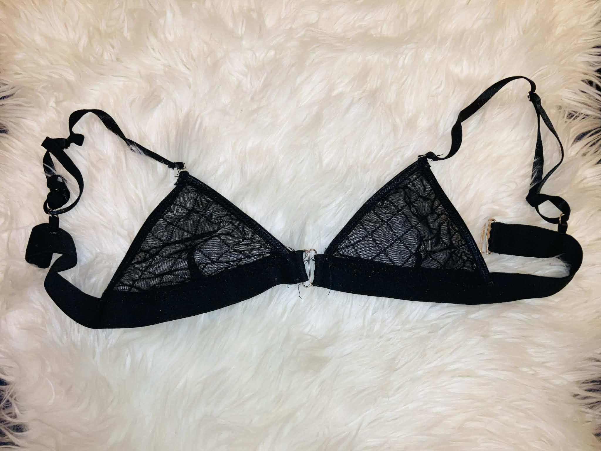 Schwarzer Spitzen-Bh + String ❤️