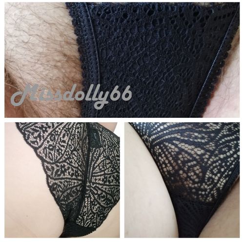 Raffinierter Spitzenslip 🖤🖤 an behaarter Muschi, XL