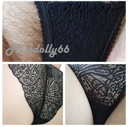 Raffinierter Spitzenslip 🖤🖤 an behaarter Muschi, XL